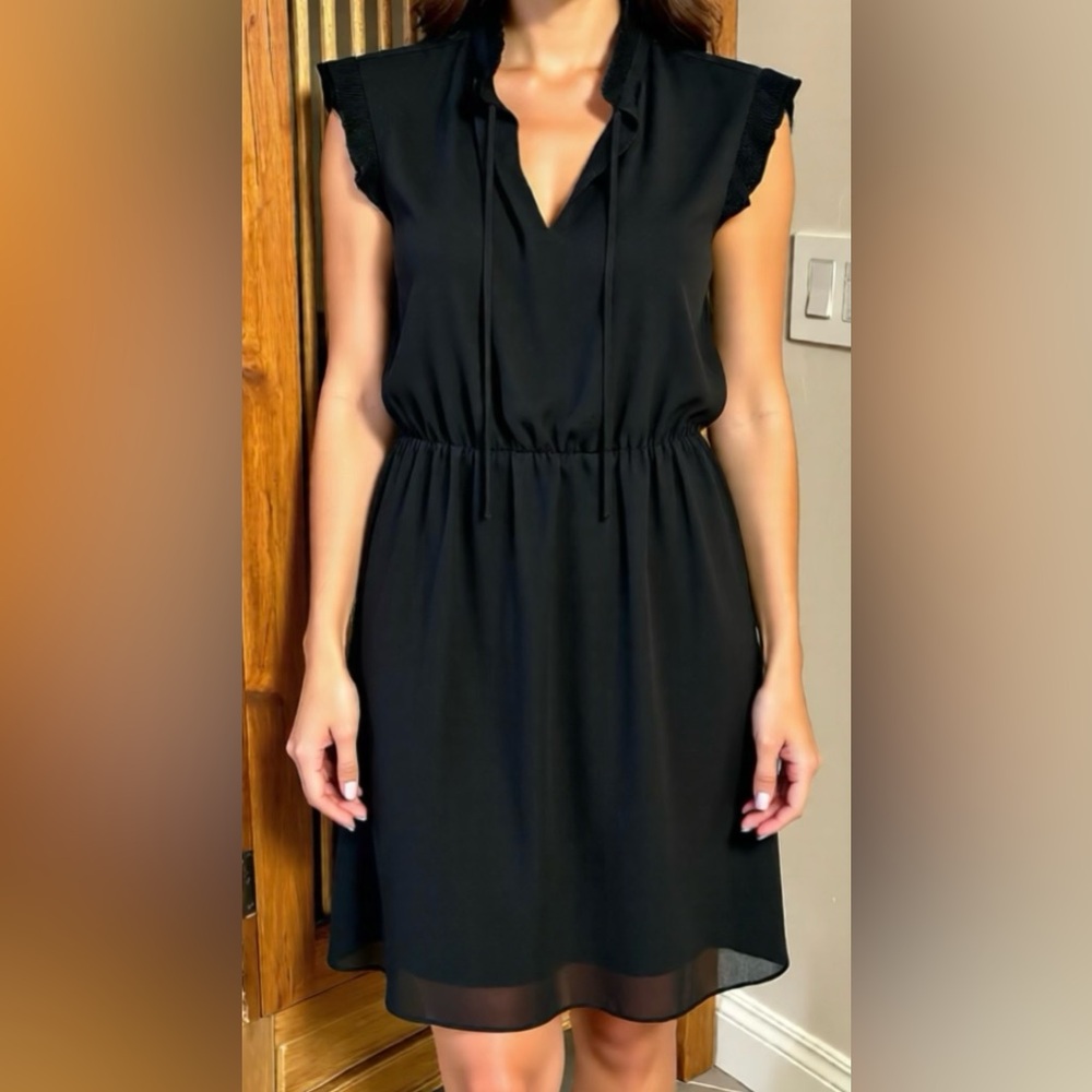 H&M Black Ruffle Sleeve Mini Dress